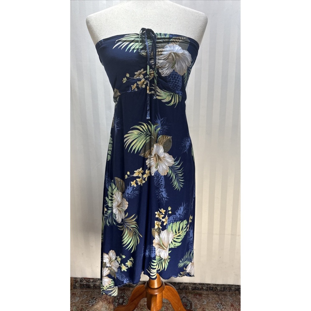 Hawaii Hangover Blue Floral Strapless Dress Size S